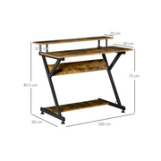 مكتب كمبيوتر خشبي بإطار معدني على شكل Z في غرفة عصرية
Wooden computer desk with Z-shaped metal frame in modern room